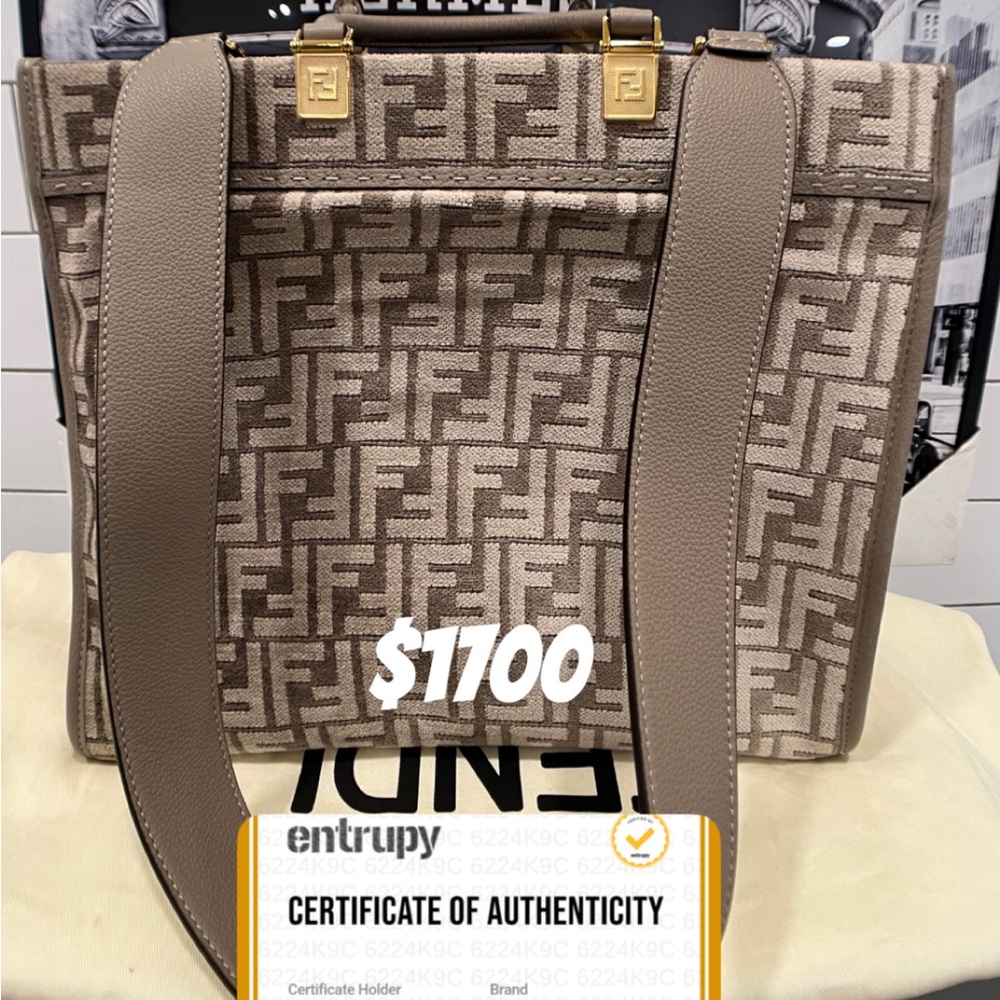 Fendi Beige Taupe Monogram Canvas Tote